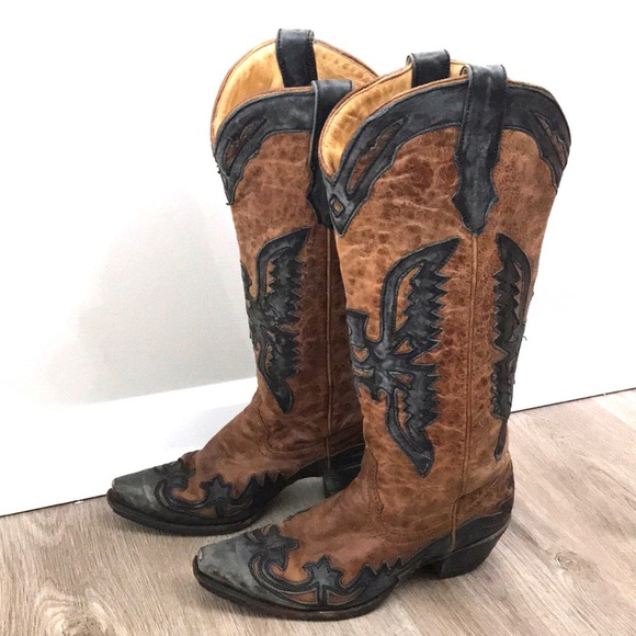 Corral Shoes - Corral Cowgirl Boots Western Brown Black Leather